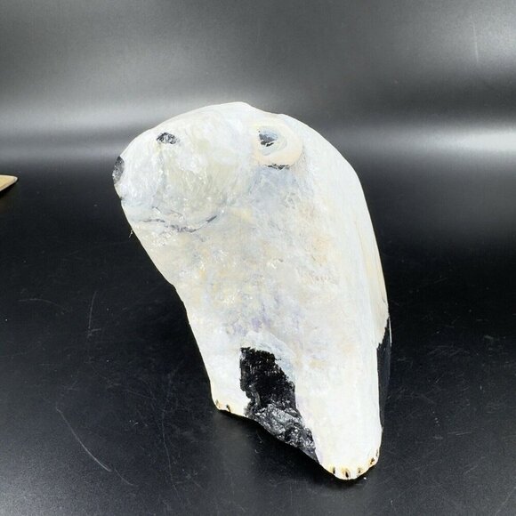 Hand Painted Folk Art Stone Paperweight Figurine Polar Bear Heavy Signed Lejman - Picture 9 of 15